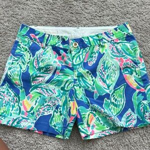 Lilly Pulitzer Blue and Green Leaf Print Shorts